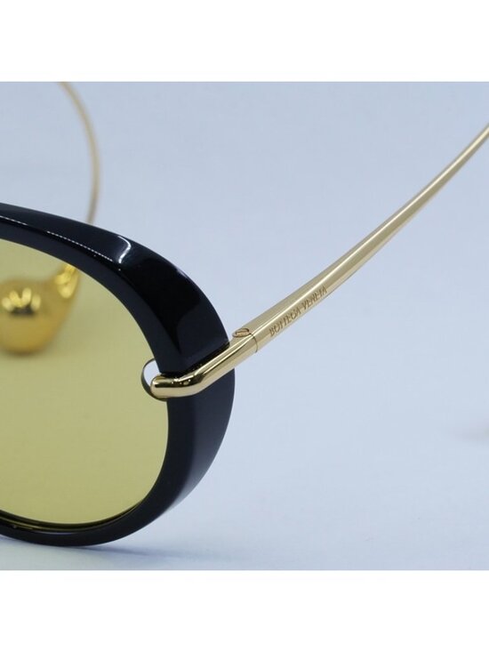 Bottega Veneta BV1273S 003 Sunglasses Black and Gold Geometric Frame, Yellow main image 5